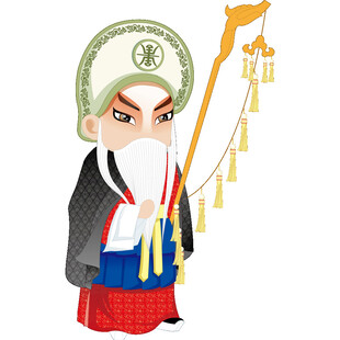 京剧老生形象卡通插画