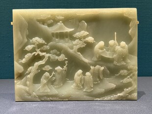 玉雕山水人物图摆件