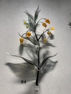 仿真黄白花植物摆件 琉璃制品
