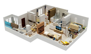 现代简约风房屋3D户型图