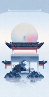 中国风山水风景古风画