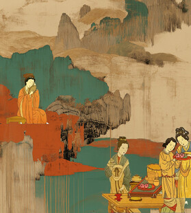 中国风山水风景古风画