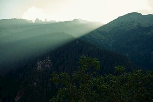 山间晨雾中的阳光美景