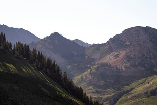 山间美景绿意盎然的山峦