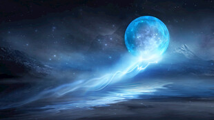梦幻蓝色发光星球景观