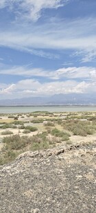 广袤沙地与蓝天白云景观