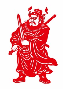 钟馗持剑剪纸形象