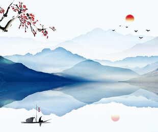中国山水风景装饰古风画
