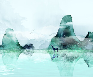中国山水风景装饰古风画