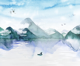 中国山水风景装饰古风画