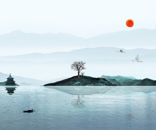 中国山水风景装饰古风画