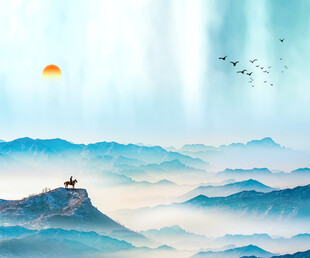 中国山水风景装饰古风画
