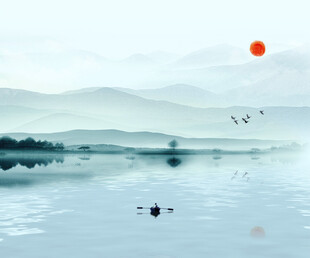 中国山水风景装饰古风画