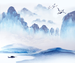 中国山水风景装饰古风画