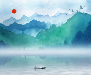 中国山水风景装饰古风画