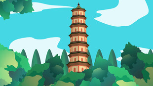山林间的古朴多层宝塔