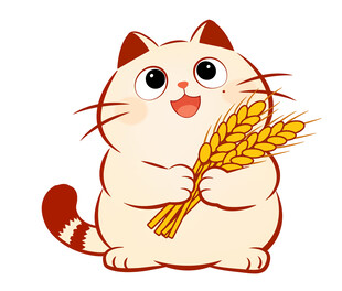 抱麦穗的可爱猫咪