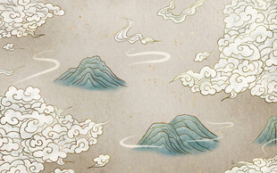 中式山水花鸟意境图