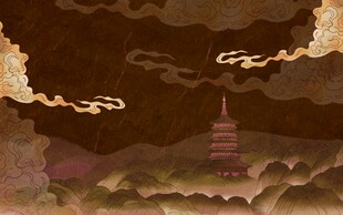 古风山水间的神秘宝塔