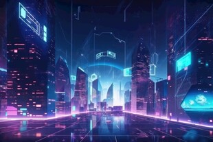 未来都市霓虹夜景
