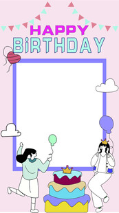 生日贺卡 气球 蛋糕