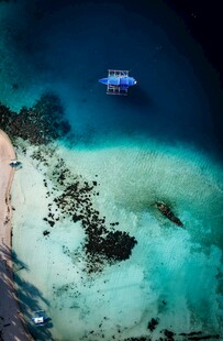 俯瞰美丽海岛蓝色海域