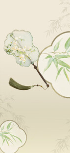 中式水墨茶花竹叶图