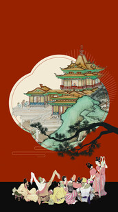 古风中秋赏月场景