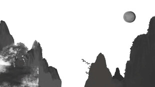 月夜下的奇幻山峰景观
