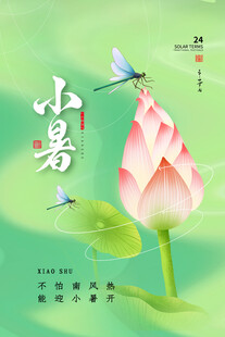 小暑时节荷花蜻蜓图