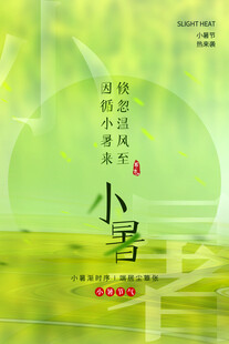清新小暑节气插画海报