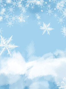 冬日飘雪的梦幻蓝天