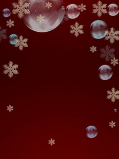红色背景雪花气泡图案