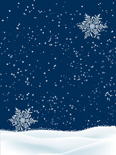 深蓝夜空飘雪场景意境图