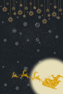 圣诞夜驯鹿雪橇梦幻场景