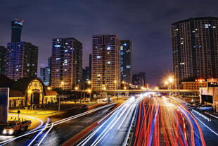 城市夜景车流光影之美
