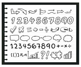 手绘数字及符号元素集合