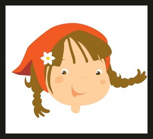戴红帽扎辫的可爱女孩