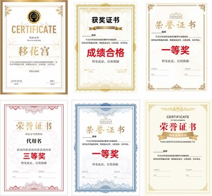 多款精美荣誉证书模板展示