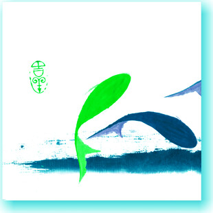 绿叶鲸鱼梦幻海洋插画