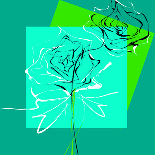 抽象花卉线条艺术插画