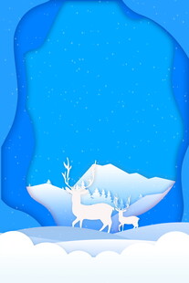 冬日雪地驯鹿梦幻场景