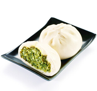 青菜馅包子特写