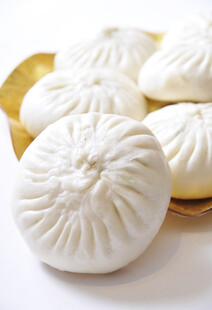 美味白胖包子特写