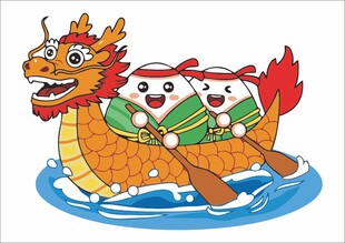 可爱卡通粽子划龙舟