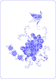 蓝白花鸟图案装饰画