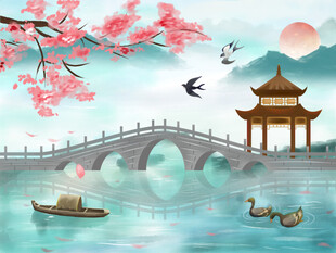 江南水乡春景图