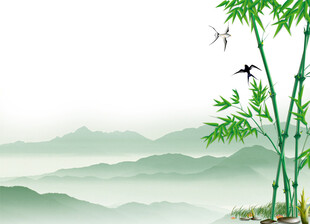 水墨竹林远山意境图