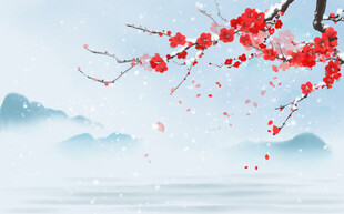 红梅傲雪景