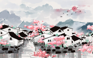 水墨江南春景图